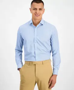 Мужская облегающая рубашка мини-шотландка с четырехсторонним стретчем Tom Baine, синий