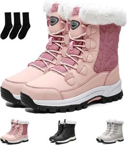 Женские зимние ботинки, легкие, противоскользящие, водонепроницаемые, морозоустойчивые, для прогулок на улице, с мехом, средней высоты, теплые и легкие Generic, Pink
