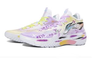 LINING Кроссовки баскетбольные Mid top Shudder Slip Resistant Abrasion Resistant мужские непарные фиолетовый желтый