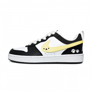 Nike Court Borough Small Bag Slip Resistant Abrasion Resistant Low top Kids' Skateboarding Shoes Yellow Black Teenagers
