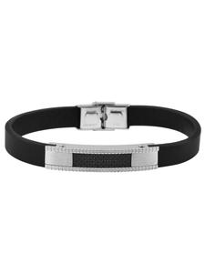 Adeliás Кожаный браслет унисекс, 24 см, черный