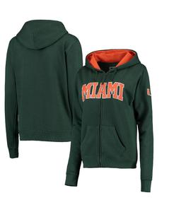 Женская зеленая толстовка с капюшоном на молнии с арочным названием Miami Hurricanes Colosseum, зеленый