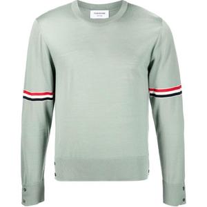 Джемпер с полоской RWB THOM BROWNE, светло-зеленый