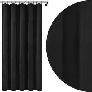Штора из велюра со сборками, 140х160 см, плотная, готовая, черный бархат Voppi