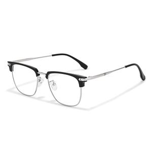 Sagawa Квадратные очки унисекс, Black silver - with 0 degree blue light blocking lenses
