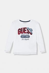 Детская хлопковая кофта с длинным рукавом Guess, белый