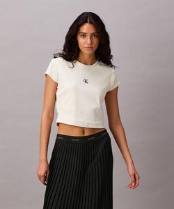 Детская футболка Calvin Klein с логотипом CK в рубчик, артикул 47AB212, коллекция весна-лето 2026