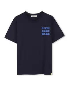 Детская футболка синего цвета из хлопка Billieblush, темно-синий