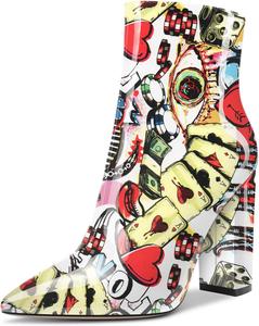 Женские ботильоны Aachcol, короткие ботинки с заостренным носком, на каблуке, на толстом высоком каблуке, с лаковой отделкой и молнией, 10 см, Multicolor D