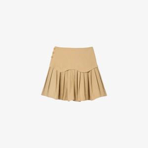 Мини-юбка Sandro из хлопка с рюшами по подолу и высокой посадкой, бежевый