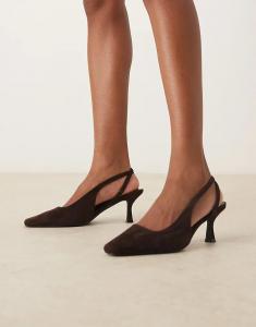 Glamorous туфли Wide Fit на каблуке-рюмочке из замши цвета экспрессо