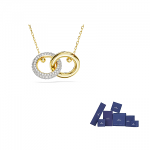 Колье Dextera, украшенное кристаллами и переплетенными звеньями Swarovski, золото