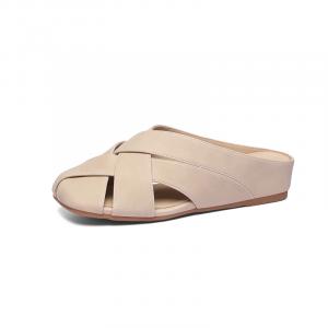 Женские тапочки с закрытым носком из золотистого шелка с кроликом, коричневые