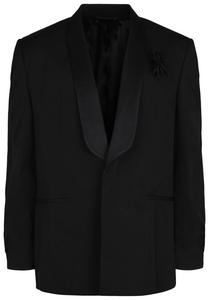 Шерстяной жакет Givenchy с атласным шалевым воротником, черный