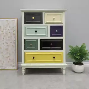 Yu Senyi Комод для гостиной из массива дерева, 5 ящиков, флуоресцентно-зеленый, полностью собран