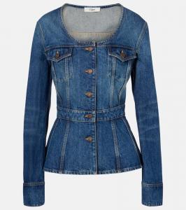 Джинсовая куртка с баской Chloé, Faded  Indigo