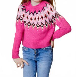 Детский свитер в технике фейр-айл в розовом цвете Dream Combo Design History