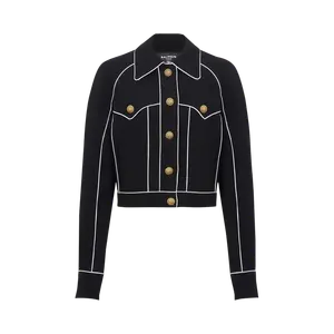 Куртка Balmain Buttoned Contrasted Western Crepe 'Black', черный