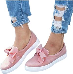 Женские слипоны ZBYY, модные кроссовки, классические балетки, удобная обувь для прогулок, повседневные туфли с бантом, розовый