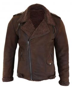 Куртка TruClothing Cross Zip Leather Biker, коричневый