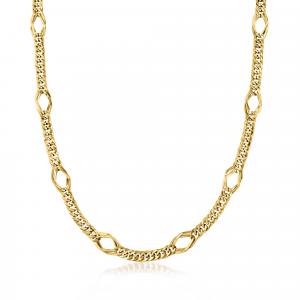 Ожерелье Ross-Simons с геометрическими овальными звеньями из 14-каратного желтого золота Ross-Simons, 18 In