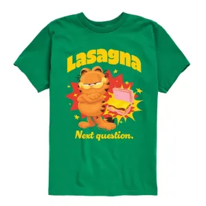Футболка с графическим принтом «Следующий вопрос из фильма Гарфилд» для мальчиков 8-20 лет Nickelodeon, зеленый