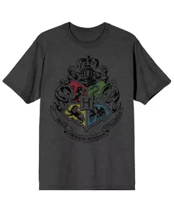 Мужская футболка с гербом Хогвартса, цвет угольный вереск, размер 3X-Large Harry Potter, серый