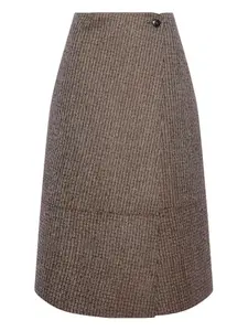 Миди-юбка из кожи с запахом Yves Salomon, коричневый