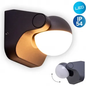 Светодиодный настенный уличный светильник näve Pallas, 1 шт., теплый белый, поворотный, антрацит, свет теплого белого цвета, включена светодиодная лампа, IP 54 Näve, антрацит