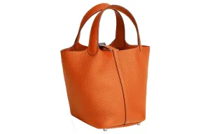 HERMES Picotin Lock Clemence Bullock кожаная корзина-сумка, ведро, женская сумка 18 93 Orange Orange