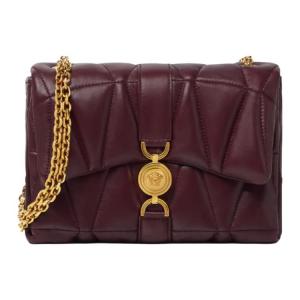VERSACE FANSIZHE Kleio Lambskin Shoulder Bag Women's Burgundy Red