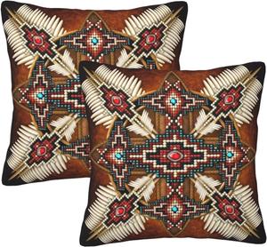BURLOE Чехлы для декоративных подушек с узором в стиле коренных американцев White