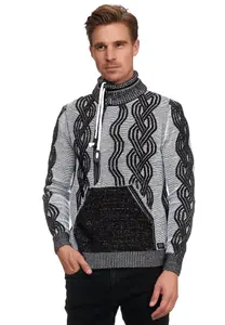 Вязаный свитер Rusty Neal в классном дизайне, черно-белый