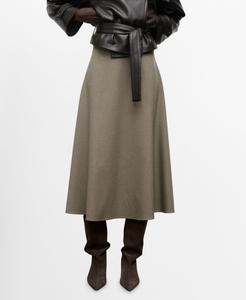 Женская юбка из шерстяной смеси в клетку гусиная лапка MANGO, Brown