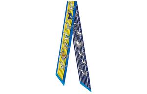 Шёлковый шарф женский королевский синий/жёлтый/тёмно-синий HERMES