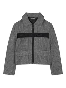 Укороченный жакет с узором в елочку KARL LAGERFELD KIDS, серый