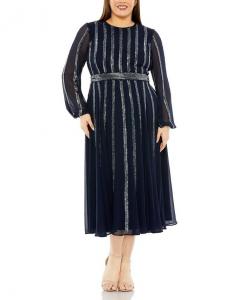 Длинное прозрачное платье с пайетками Mac Duggal, синий