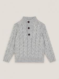 Детский джемпер из шерстяной смеси с косой вязкой Monsoon, Grey