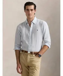 Льняная рубашка Custom fit Polo Ralph Lauren, синий