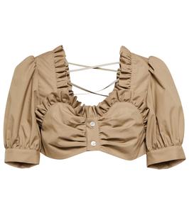 Укороченный топ из хлопка со сборками Noir Kei Ninomiya, бежевый