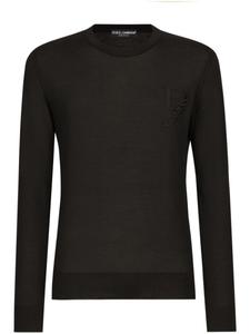 Dolce & Gabbana джемпер с вышитым логотипом, черный