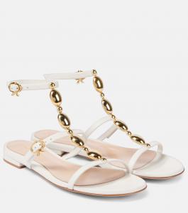 Сандалии из кожи с декором Gianvito Rossi, белый