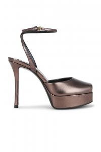 La Scandale Platform Босоножки Saint Laurent, Metal Walnut