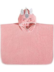 Erwin Müller Детское пончо из махровой ткани с капюшоном, единорог, розовое
