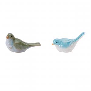 Фигурка птицы керамическая Melrose International, 6 штук, зеленый / синий
