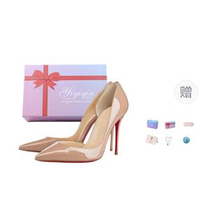 Take the Qin Подарочный набор туфель на шпильке с вырезом сбоку телесного цвета, цвет Nude Side Cut-Out Style[Gift Box Set](Gift Included)