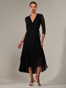 Платье миди с сетчатой оберткой Jolie Moi, Black