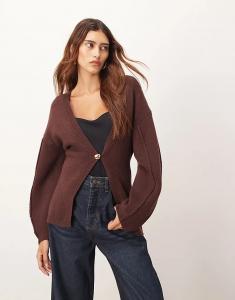 Кардиган ARRANGE с рельефной талией и овальным рукавом бордового цвета