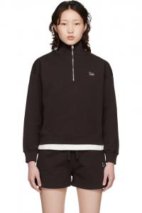 Maison Kitsuné Коричневая толстовка с застежкой-молнией до середины груди, с изображением лисенка