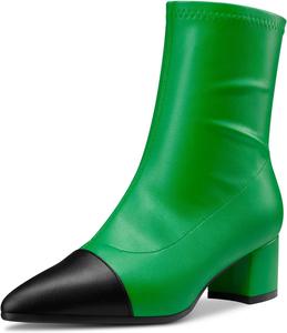Ботильоны Castamere с массивным каблуком средней высоты, заостренным носком и закрытым мысом, короткие с молнией, для вечеринок, базовая классика, каблук 2,0 дюйма, Deep Green